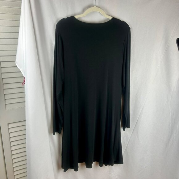 Betabrand Travel‎ Dress Women Medium Black Modal Silk Knit Long Sleeves Knee - Picture 9 of 10